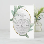 Hochzeit | Moderne elegante tropische Blätter Einladung (Stehend Vorderseite)