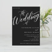 Hochzeit, Moderne Geblüht Schrift Einladung (Stehend Vorderseite)