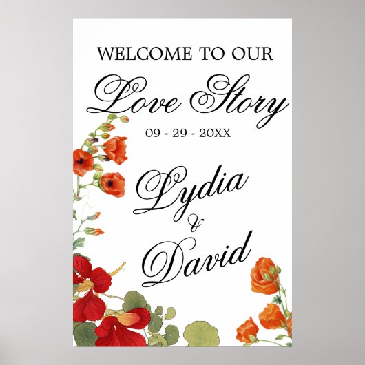 Hochzeit Moderne Herzlichkeit Elegantes Flora Oran Poster (Vorne)