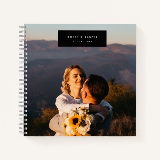 Hochzeit Moderne Minimal Stilvolle Schwarze Gast Notizblock (Vorderseite)