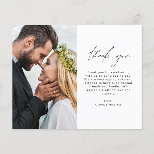 Hochzeit Moderne Minimalistische Dankeskarten (Rückseite)