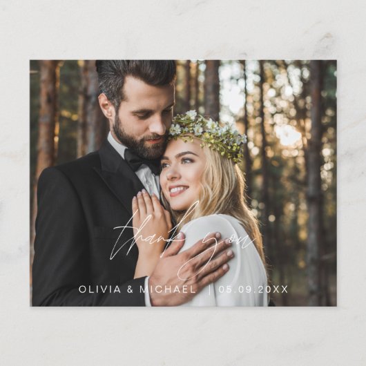 Hochzeit Moderne Minimalistische Dankeskarten (Vorderseite)