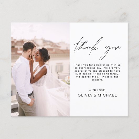 Hochzeit Moderne Minimalistische Dankeskarten (Vorderseite)