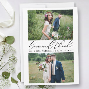 Hochzeit Moderne Minimalistische Kalligraphie 2 Fo Dankeskarte