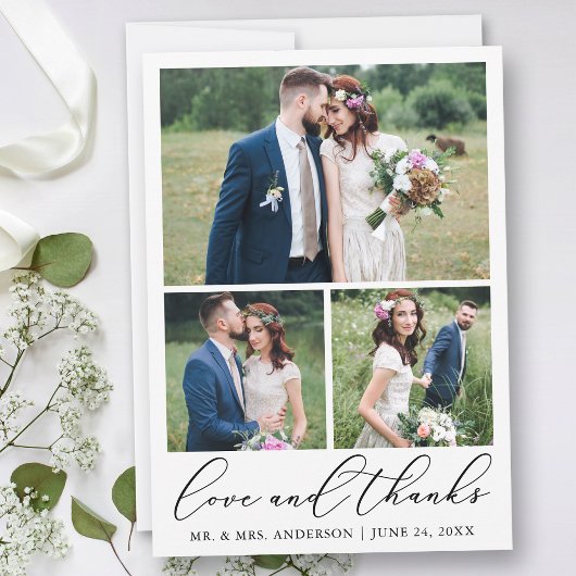 Hochzeit Moderne Minimalistische Kalligraphie 3 Fo Dankeskarte