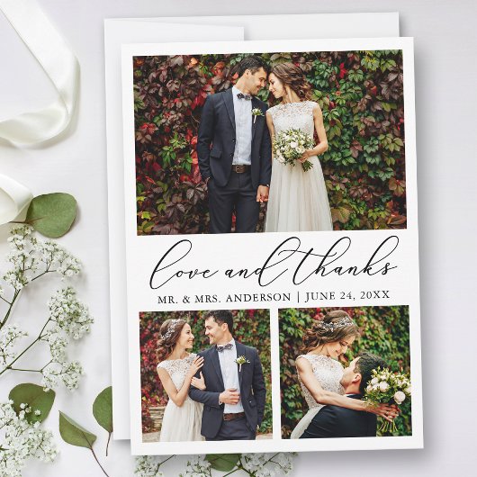 Hochzeit Moderne Minimalistische Kalligraphie 3 Fo Dankeskarte