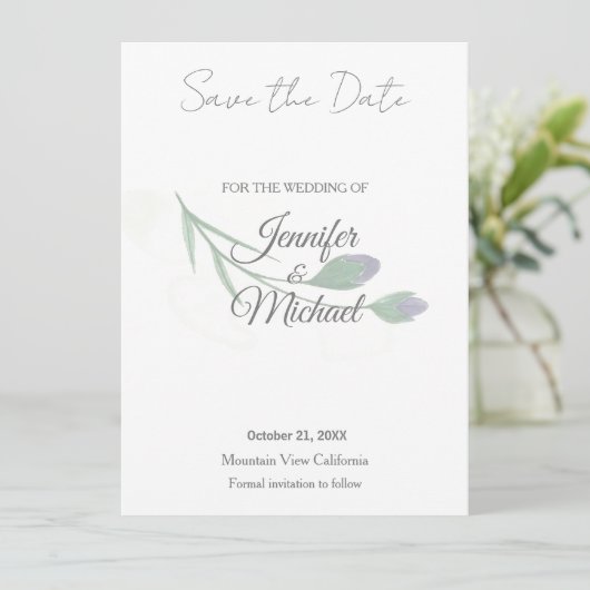 Hochzeit Moderne Minimalistische Schlichte Kalligr Save The Date (Stehend Vorderseite)