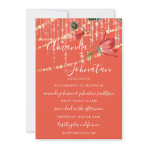 Hochzeit Moderne Monogram Vivid Coral Lights Gold