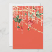 Hochzeit Moderne Monogram Vivid Coral Lights Gold Einladung (Rückseite)