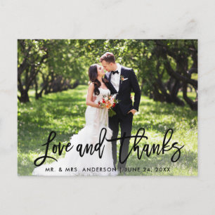 Hochzeit Moderne Pinsel Schrift Liebe und Dank Postkarte