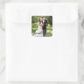 Hochzeit Moderne Pinselschrift Liebe und Dank Quadratischer Aufkleber (Tasche)