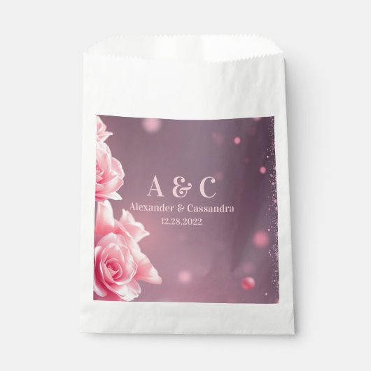 Hochzeit Moderne rosa Burgund Floral Gefallen Tasc Geschenktütchen (Vorderseite)
