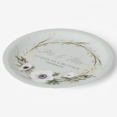 Hochzeit Moderne rustikale BOHO Wreath Anemone Wre Pappteller (Schrägansicht)