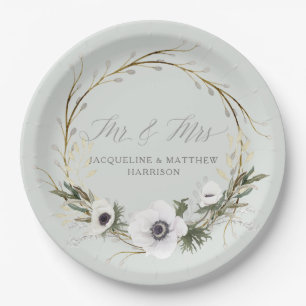 Hochzeit Moderne rustikale BOHO Wreath Anemone Wre Pappteller