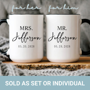 Hochzeit Moderne Schrift Frischvermählte Benutze Tasse