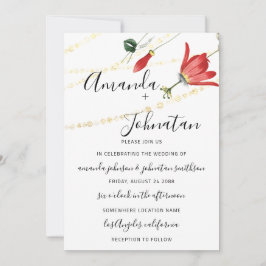 Hochzeit Moderne weiße Flora Ivy Gold Einladung