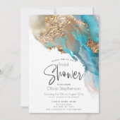 Hochzeit | Moderner Abstrakter Aquamariner Marmora Einladung (Vorderseite)