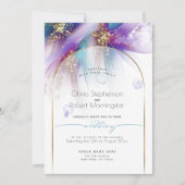 HOCHZEIT | Moderner Bogen Aquamarin Lila Abstrakt Einladung (Vorderseite)