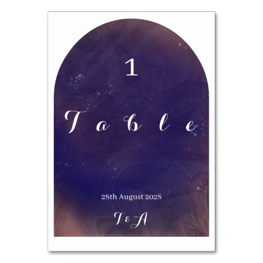 Hochzeit Moderner Boho Arch Lila Tischnummer (Vorderseite)