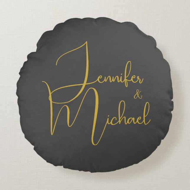 Hochzeit Moderner Minimalistischer Schlichter Kall Rundes Kissen (Vorderseite)