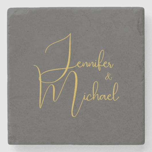 Hochzeit Moderner Minimalistischer Schlichter Kall Steinuntersetzer (Vorderseite)