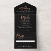 Hochzeit moderner Rose All In One Einladung (Innen Boden)