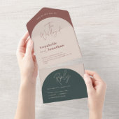 Hochzeit moderner Rostgrün-Schriftzeichen All In One Einladung (Abreißen)