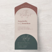 Hochzeit moderner Rostgrün-Schriftzeichen All In One Einladung (Innen Boden)