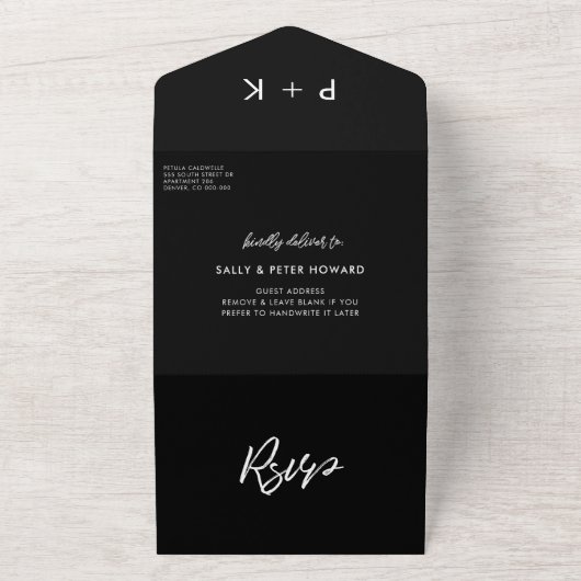 Hochzeit moderner Typografie All In One Einladung (Außenbereich)