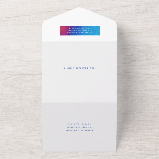 Hochzeit moderner Wasserfarben All In One Einladung (Außenbereich)