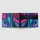Hochzeit Modernes Abstrakt-Blau und Rosa- Gästebuch (Voll)