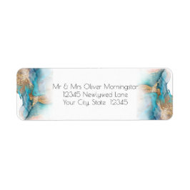 Hochzeit | Modernes Aqua und Gold Abstrakt