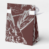 Hochzeit Modernes einfaches, florales Silberburgun Geschenkschachtel (Rückseite)