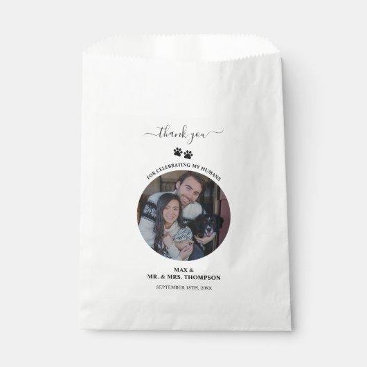 Hochzeit Modernes Foto Ehepaar Dog My Humans Geschenktütchen (Vorderseite)