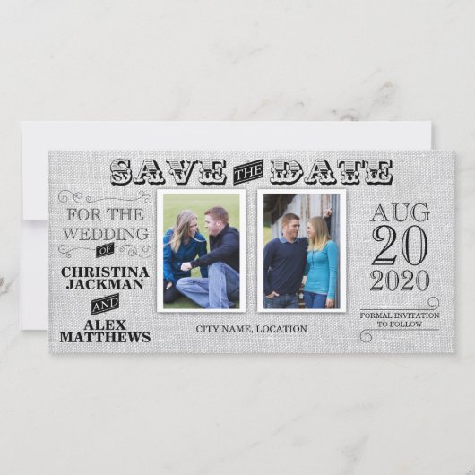 Hochzeit Modernes Vintag Save the Date 2 Foto (Vorderseite)