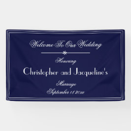 Hochzeit Modernes Vintages Navy Blue Willkommen Banner