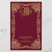 Hochzeit Monogram Classic Gold Frame Burgund Briefpapier (Vorderseite)