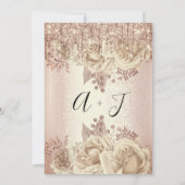 Hochzeit Monogram Tropfen Florals Elfenbeinige Ros Einladung (Rückseite)