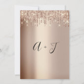 Hochzeit Monogram Tropfen Funkelnd Glitzer Rose Go Einladung (Rückseite)