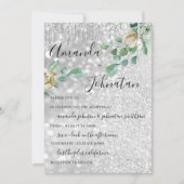 Hochzeit Monogram Tropfens Florals Mint Glitzer Si Einladung (Vorderseite)