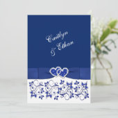 Hochzeit | Monogramm | Blau und Weiß | Floral Einladung (Stehend Vorderseite)