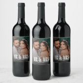 Hochzeit Mr. & Mrs. Foto Weinetikett (Flaschen)