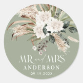 Hochzeit Mr. Pampas Gras, eucalyptus botanisch Runder Aufkleber (Vorderseite)