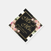 Hochzeit Mr. und Mrs. Floral Gold Rahmen Streifen Serviette (Ecke)