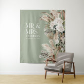 Hochzeit Mr. und Mrs. Pampas Gras modern elegant Wandteppich (Beispiel)