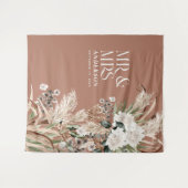 Hochzeit Mr. und Mrs. Pampas Gras moderne elegante Wandteppich (Vorderseite (Horizontal))