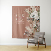 Hochzeit Mr. und Mrs. Pampas Gras moderne elegante Wandteppich (Beispiel)