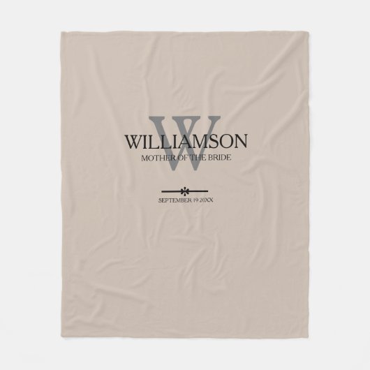 Hochzeit Mutter der Bride Geschenkschrift Monogram Fleecedecke (Vorderseite)