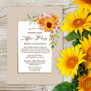 Hochzeit nach dem Party Sonnenblumenblume Empfang Einladung