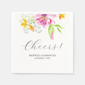 Hochzeit Napkins Botanisches Rosa Florals Serviette (Vorderseite)
